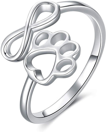 Alibaba Sterling silver Ring Infinity Paw Print Ring in Fine Sterling Silver-Adjustable- Love you Forever!